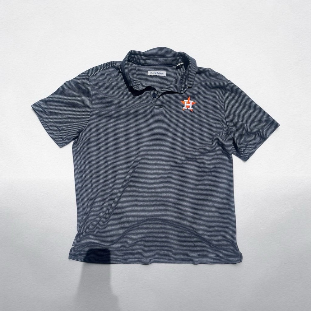 Tommy Bahama Blue/Pinstripe  Houston Astros Polo Shirt. Men's - Size M‎